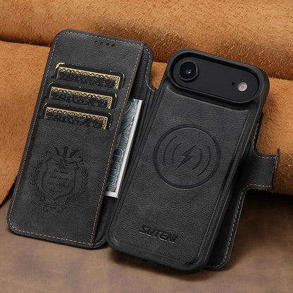 For iPhone Air Suteni Q05 2-in-1 Multi-function Detachable Wallet MagSafe Phone Case(Black) - iPhone Air Cases by Suteni | Online Shopping UK | buy2fix