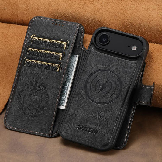For iPhone Air Suteni Q05 2-in-1 Multi-function Detachable Wallet MagSafe Phone Case(Black) - iPhone Air Cases by Suteni | Online Shopping UK | buy2fix