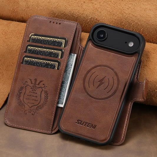 For iPhone 17 Air Suteni Q05 2-in-1 Multi-function Detachable Wallet MagSafe Phone Case(Brown) - iPhone 17 Air Cases by Suteni | Online Shopping UK | buy2fix