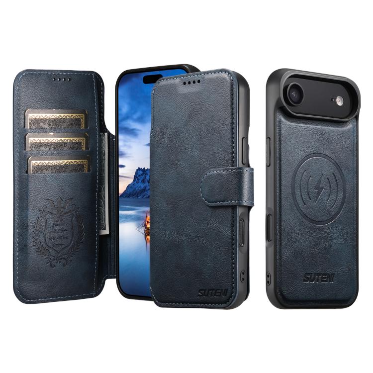 For iPhone 17 Air Suteni Q05 2-in-1 Multi-function Detachable Wallet MagSafe Phone Case(Blue) - iPhone 17 Air Cases by Suteni | Online Shopping UK | buy2fix