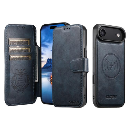For iPhone 17 Air Suteni Q05 2-in-1 Multi-function Detachable Wallet MagSafe Phone Case(Blue) - iPhone 17 Air Cases by Suteni | Online Shopping UK | buy2fix