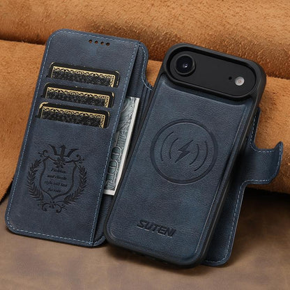 For iPhone 17 Air Suteni Q05 2-in-1 Multi-function Detachable Wallet MagSafe Phone Case(Blue) - iPhone 17 Air Cases by Suteni | Online Shopping UK | buy2fix
