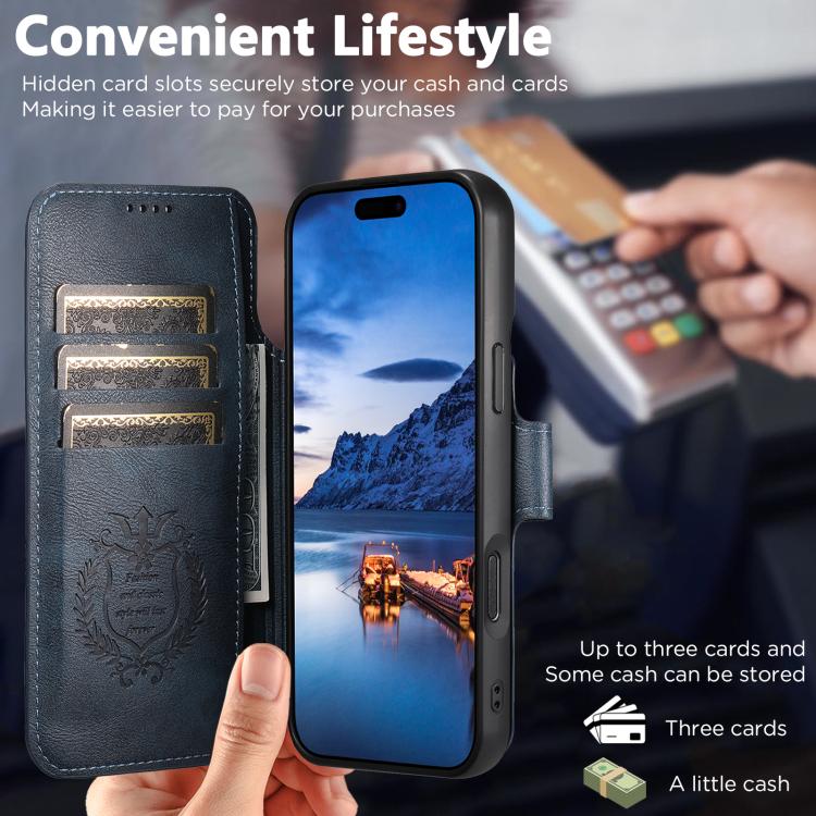 For iPhone 17 Suteni Q05 2-in-1 Multi-function Detachable Wallet MagSafe Phone Case(Blue) - iPhone 17 Cases by Suteni | Online Shopping UK | buy2fix