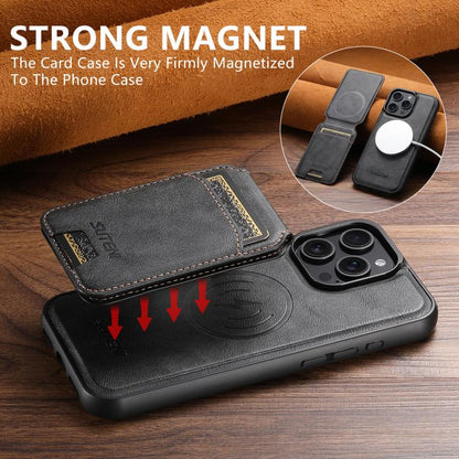 For iPhone 14 Plus Suteni M5 Magnetic Card Bag MagSafe Leather Phone Case(Black) - iPhone 14 Plus Cases by Suteni | Online Shopping UK | buy2fix