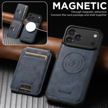 For iPhone 17 Pro Max Suteni M5 Magnetic Card Bag MagSafe Leather Phone Case(Blue) - iPhone 17 Pro Max Cases by Suteni | Online Shopping UK | buy2fix