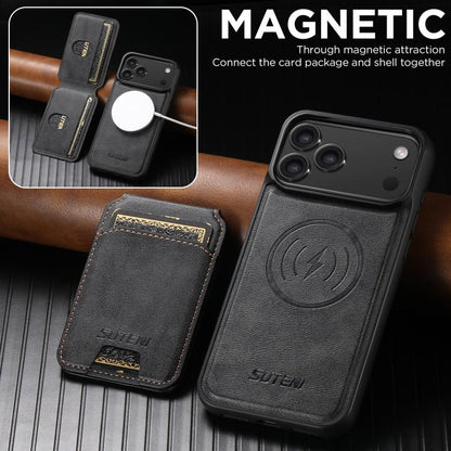 For iPhone 17 Pro Suteni M5 Magnetic Card Bag MagSafe Leather Phone Case(Black) - iPhone 17 Pro Cases by Suteni | Online Shopping UK | buy2fix