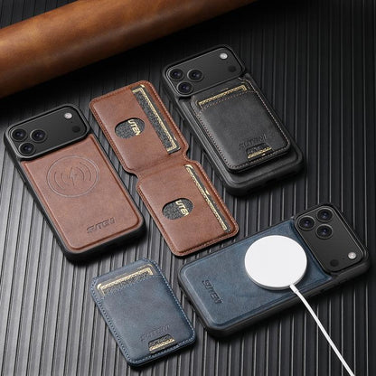 For iPhone 17 Air Suteni M5 Magnetic Card Bag MagSafe Leather Phone Case(Blue) - iPhone 17 Air Cases by Suteni | Online Shopping UK | buy2fix