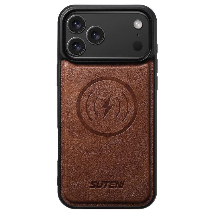 For iPhone 17 Pro Max Suteni G5 Cowhide Leather MagSafe Magnetic Phone Case(Brown) - iPhone 17 Pro Max Cases by Suteni | Online Shopping UK | buy2fix