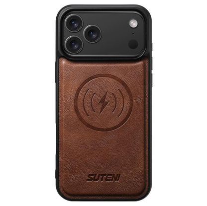 For iPhone 17 Pro Max Suteni G5 Cowhide Leather MagSafe Magnetic Phone Case(Brown) - iPhone 17 Pro Max Cases by Suteni | Online Shopping UK | buy2fix