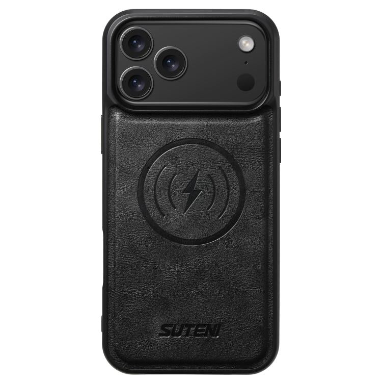 For iPhone 17 Pro Suteni G5 Cowhide Leather MagSafe Magnetic Phone Case(Black) - iPhone 17 Pro Cases by Suteni | Online Shopping UK | buy2fix