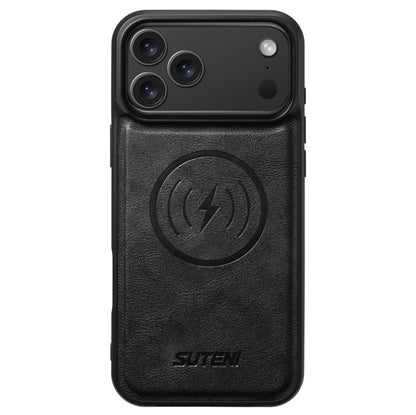 For iPhone 17 Pro Suteni G5 Cowhide Leather MagSafe Magnetic Phone Case(Black) - iPhone 17 Pro Cases by Suteni | Online Shopping UK | buy2fix