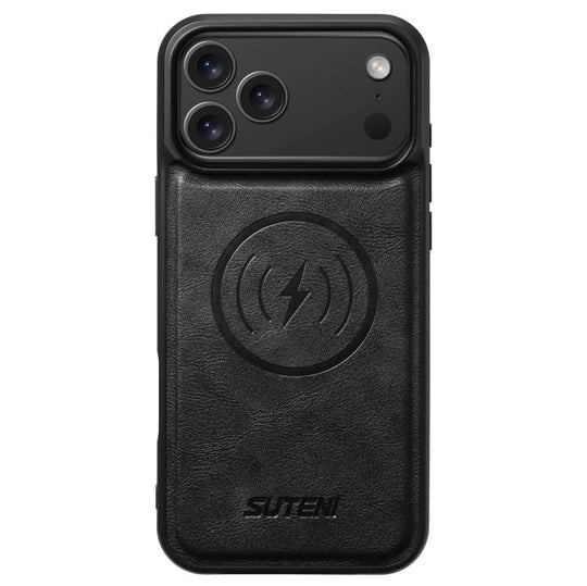 For iPhone 17 Pro Suteni G5 Cowhide Leather MagSafe Magnetic Phone Case(Black)
