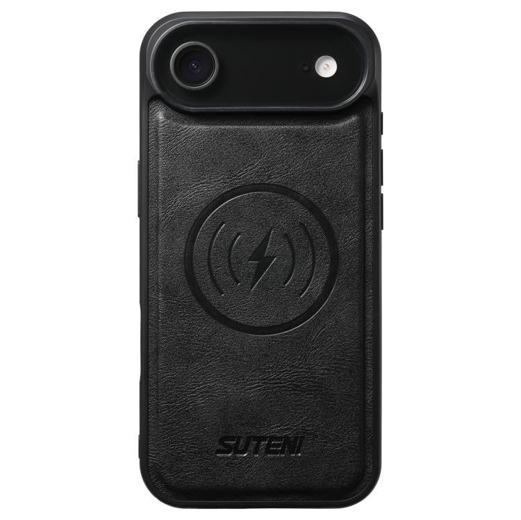 For iPhone 17 Air Suteni G5 Cowhide Leather MagSafe Magnetic Phone Case(Black) - iPhone 17 Air Cases by Suteni | Online Shopping UK | buy2fix