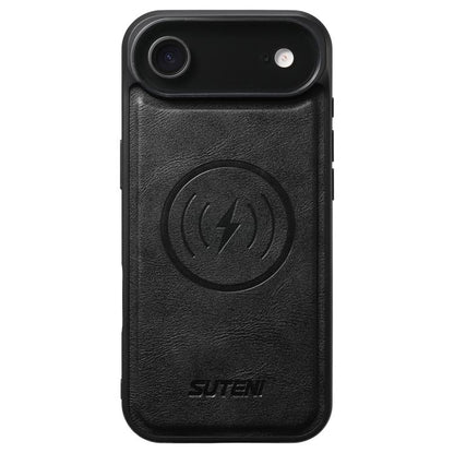 For iPhone 17 Air Suteni G5 Cowhide Leather MagSafe Magnetic Phone Case(Black) - iPhone 17 Air Cases by Suteni | Online Shopping UK | buy2fix