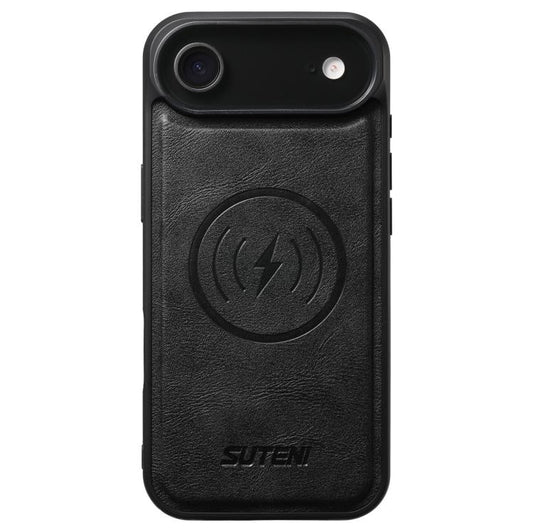 For iPhone 17 Air Suteni G5 Cowhide Leather MagSafe Magnetic Phone Case(Black) - iPhone 17 Air Cases by Suteni | Online Shopping UK | buy2fix