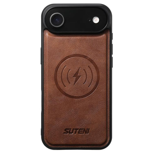 For iPhone 17 Air Suteni G5 Cowhide Leather MagSafe Magnetic Phone Case(Brown) - iPhone 17 Air Cases by Suteni | Online Shopping UK | buy2fix