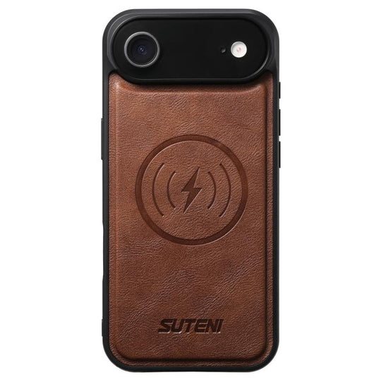 For iPhone Air Suteni G5 Cowhide Leather MagSafe Magnetic Phone Case(Brown)