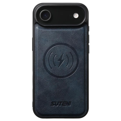 For iPhone 17 Air Suteni G5 Cowhide Leather MagSafe Magnetic Phone Case(Blue) - iPhone 17 Air Cases by Suteni | Online Shopping UK | buy2fix