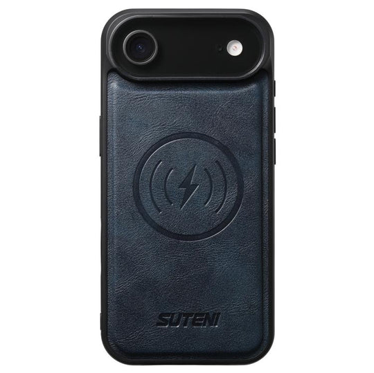 For iPhone Air Suteni G5 Cowhide Leather MagSafe Magnetic Phone Case(Blue)