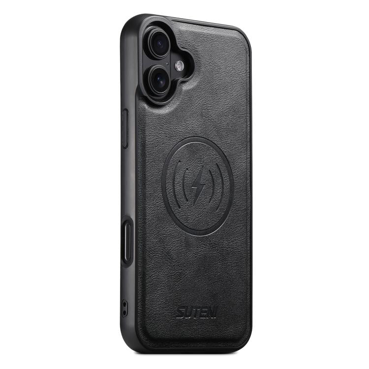 For iPhone 17 Suteni G5 Cowhide Leather MagSafe Magnetic Phone Case(Black) - iPhone 17 Cases by Suteni | Online Shopping UK | buy2fix