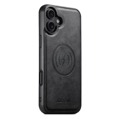 For iPhone 17 Suteni G5 Cowhide Leather MagSafe Magnetic Phone Case(Black) - iPhone 17 Cases by Suteni | Online Shopping UK | buy2fix