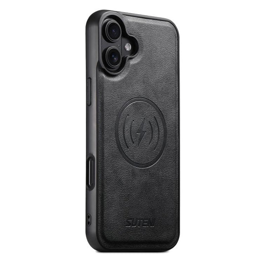 For iPhone 17 Suteni G5 Cowhide Leather MagSafe Magnetic Phone Case(Black) - iPhone 17 Cases by Suteni | Online Shopping UK | buy2fix