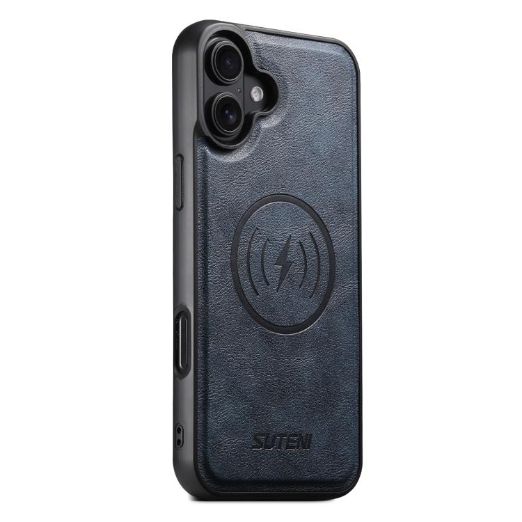 For iPhone 17 Suteni G5 Cowhide Leather MagSafe Magnetic Phone Case(Blue) - iPhone 17 Cases by Suteni | Online Shopping UK | buy2fix