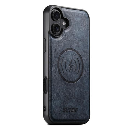 For iPhone 17 Suteni G5 Cowhide Leather MagSafe Magnetic Phone Case(Blue) - iPhone 17 Cases by Suteni | Online Shopping UK | buy2fix