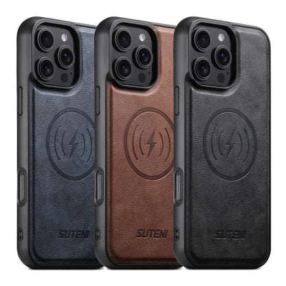 For iPhone 17 Air Suteni G5 Cowhide Leather MagSafe Magnetic Phone Case(Brown) - iPhone 17 Air Cases by Suteni | Online Shopping UK | buy2fix