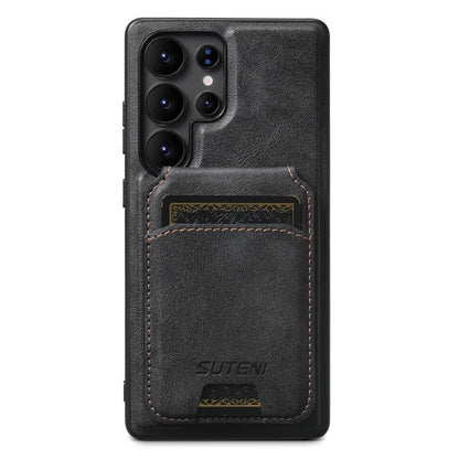 For Samsung Galaxy S24 Ultra 5G Suteni M5 Magnetic Card Bag MagSafe Leather Phone Case(Black) - Galaxy S24 Ultra 5G Cases by Suteni | Online Shopping UK | buy2fix