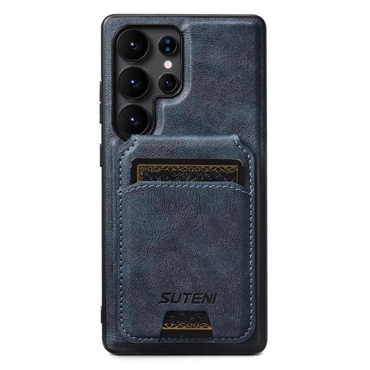 For Samsung Galaxy S23 Ultra 5G Suteni M5 Magnetic Card Bag MagSafe Leather Phone Case(Blue) - Galaxy S23 Ultra 5G Cases by Suteni | Online Shopping UK | buy2fix