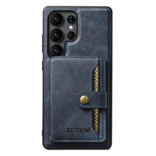 For Samsung Galaxy S25 Ultra 5G Suteni M4 Magnetic Card Bag MagSafe Leather Phone Case(Blue) - Galaxy S25 Ultra 5G Cases by Suteni | Online Shopping UK | buy2fix