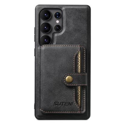 For Samsung Galaxy S22 Ultra 5G Suteni M4 Magnetic Card Bag MagSafe Leather Phone Case(Black) - Galaxy S22 Ultra 5G Cases by Suteni | Online Shopping UK | buy2fix