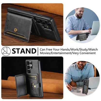 For Samsung Galaxy S22 Ultra 5G Suteni M4 Magnetic Card Bag MagSafe Leather Phone Case(Black) - Galaxy S22 Ultra 5G Cases by Suteni | Online Shopping UK | buy2fix