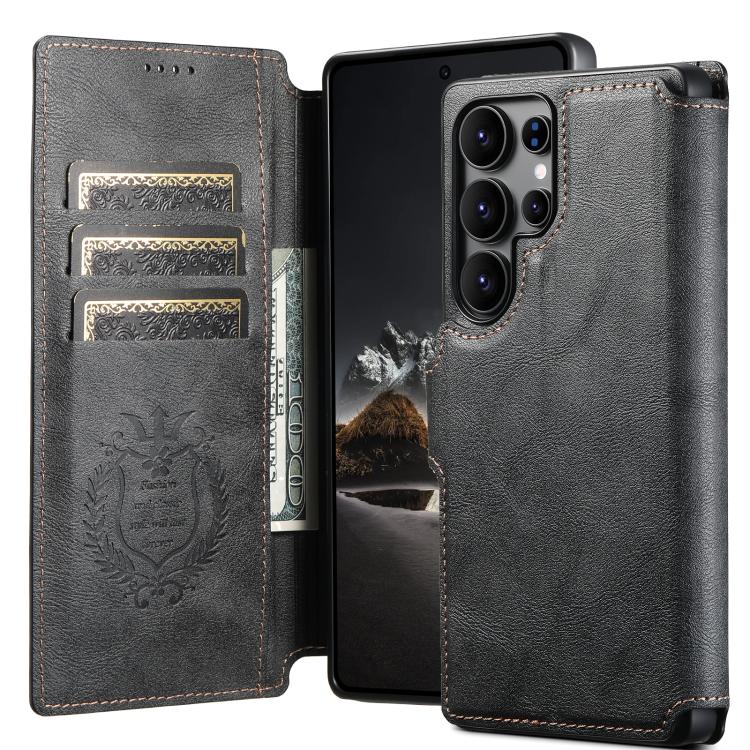 For Samsung Galaxy S25 Ultra 5G Suteni Q05 2-in-1 Multi-function Detachable Wallet MagSafe Phone Case(Black) - Galaxy S25 Ultra 5G Cases by Suteni | Online Shopping UK | buy2fix