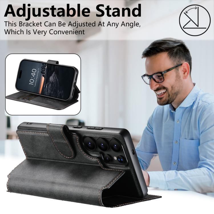 For Samsung Galaxy S25 Ultra 5G Suteni Q05 2-in-1 Multi-function Detachable Wallet MagSafe Phone Case(Black) - Galaxy S25 Ultra 5G Cases by Suteni | Online Shopping UK | buy2fix
