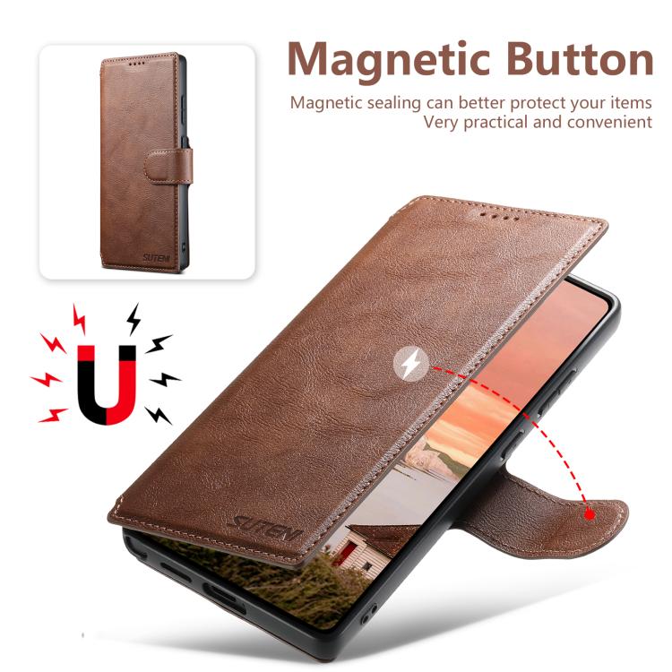 For Samsung Galaxy S25 Ultra 5G Suteni Q05 2-in-1 Multi-function Detachable Wallet MagSafe Phone Case(Brown) - Galaxy S25 Ultra 5G Cases by Suteni | Online Shopping UK | buy2fix