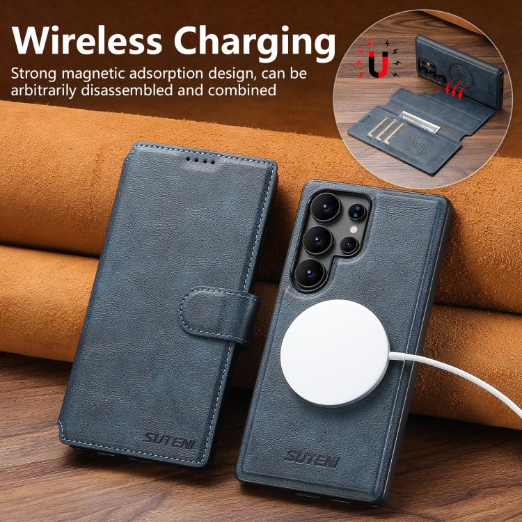 For Samsung Galaxy S25 Ultra 5G Suteni Q05 2-in-1 Multi-function Detachable Wallet MagSafe Phone Case(Blue) - Galaxy S25 Ultra 5G Cases by Suteni | Online Shopping UK | buy2fix