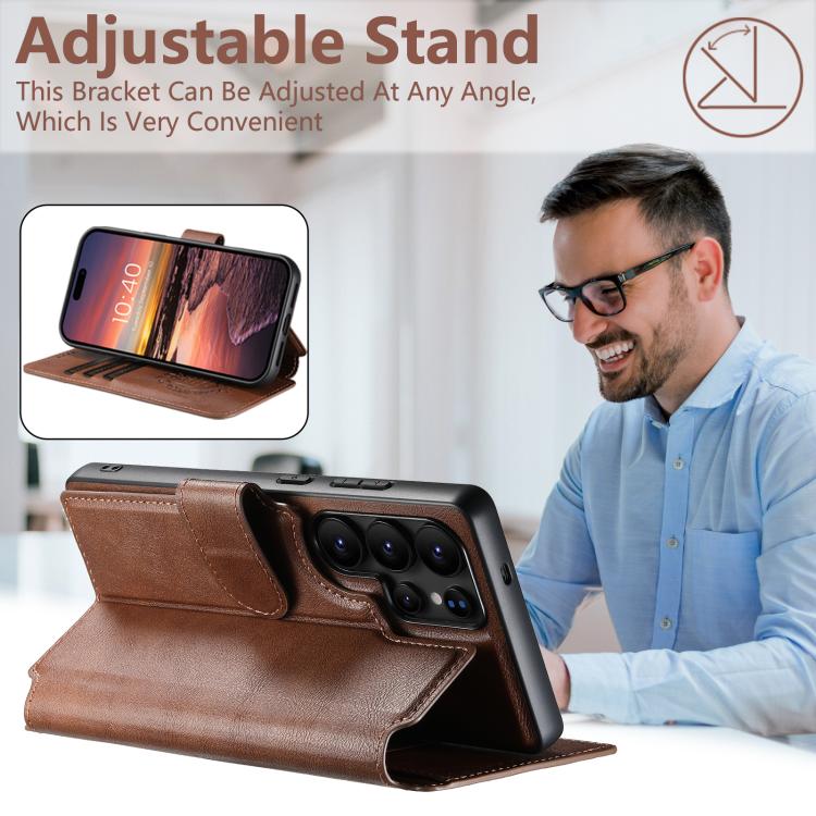 For Samsung Galaxy S23 Ultra 5G Suteni Q05 2-in-1 Multi-function Detachable Wallet MagSafe Phone Case(Brown) - Galaxy S23 Ultra 5G Cases by Suteni | Online Shopping UK | buy2fix