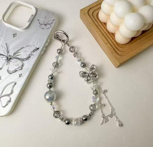 Alloy Rhinestone Butterfly Phone Chain(Black) - Lanyards & Wrist Straps by buy2fix | Online Shopping UK | buy2fix