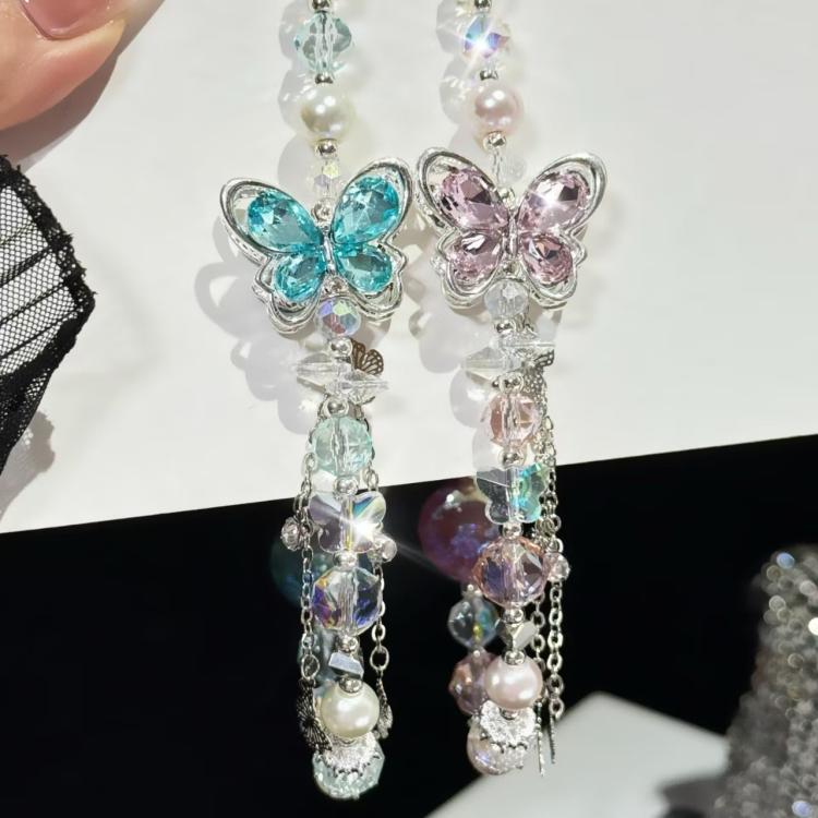 Alloy Rhinestone Butterfly Phone Chain(Black) - Lanyards & Wrist Straps by buy2fix | Online Shopping UK | buy2fix