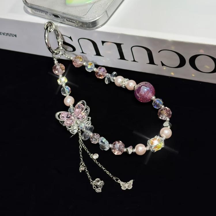 Alloy Rhinestone Butterfly Phone Chain(Black) - Lanyards & Wrist Straps by buy2fix | Online Shopping UK | buy2fix