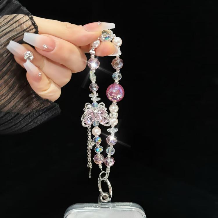 Alloy Rhinestone Butterfly Phone Chain(Black) - Lanyards & Wrist Straps by buy2fix | Online Shopping UK | buy2fix