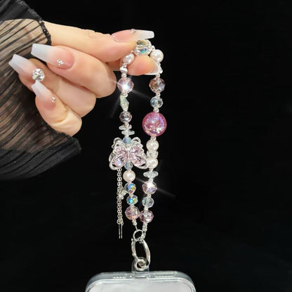 Alloy Rhinestone Butterfly Phone Chain(Black) - Lanyards & Wrist Straps by buy2fix | Online Shopping UK | buy2fix