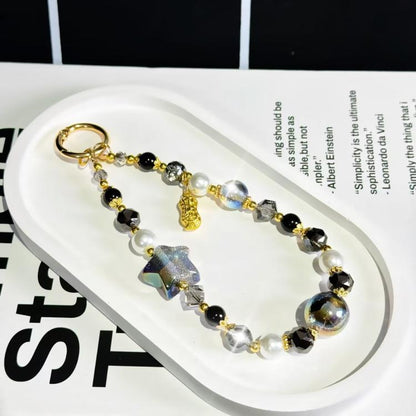 Starry Sky Beads Pentagram Mobile Phone Chain(White) - Lanyards & Wrist Straps by buy2fix | Online Shopping UK | buy2fix