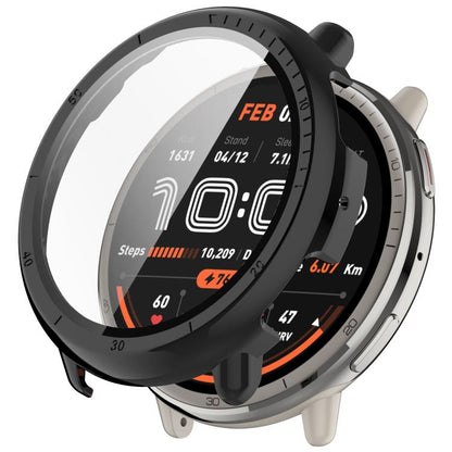 For Amazfit Active 2 A2437 Tempered Film Integrated PC Watch Protective Case(Black) - Watch Cases by buy2fix | Online Shopping UK | buy2fix