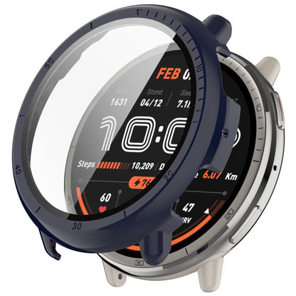 For Amazfit Active 2 A2437 Tempered Film Integrated PC Watch Protective Case(Ink Blue) - Watch Cases by buy2fix | Online Shopping UK | buy2fix