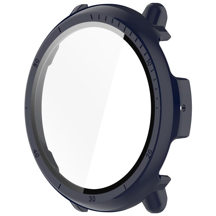 For Amazfit Active 2 A2437 Tempered Film Integrated PC Watch Protective Case(Ink Blue) - Watch Cases by buy2fix | Online Shopping UK | buy2fix