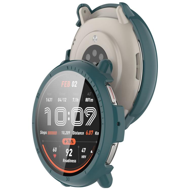 For Amazfit Active 2 A2437 Tempered Film Integrated PC Watch Protective Case(Pine Green) - Watch Cases by buy2fix | Online Shopping UK | buy2fix