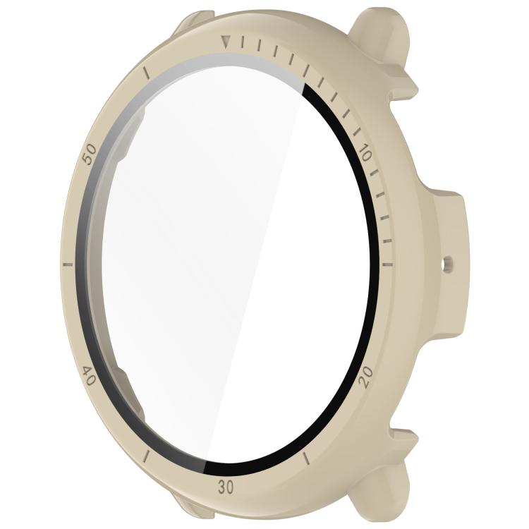 For Amazfit Active 2 A2437 Tempered Film Integrated PC Watch Protective Case(Ivory White) - Watch Cases by buy2fix | Online Shopping UK | buy2fix